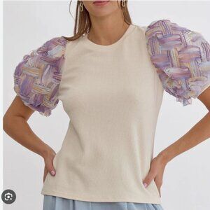 Entro statement puff sleeve feminine blouse top size M
